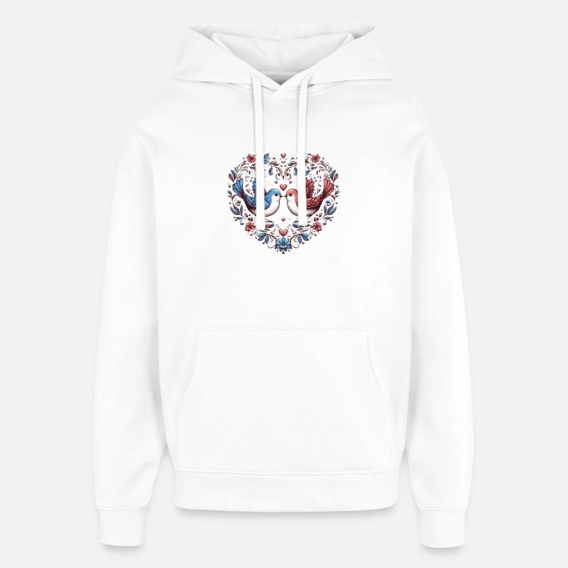 Cœur de colombe en couronne de fleurs - Sweat à capuche unisexe Stanley/Stella Oversized - blanc