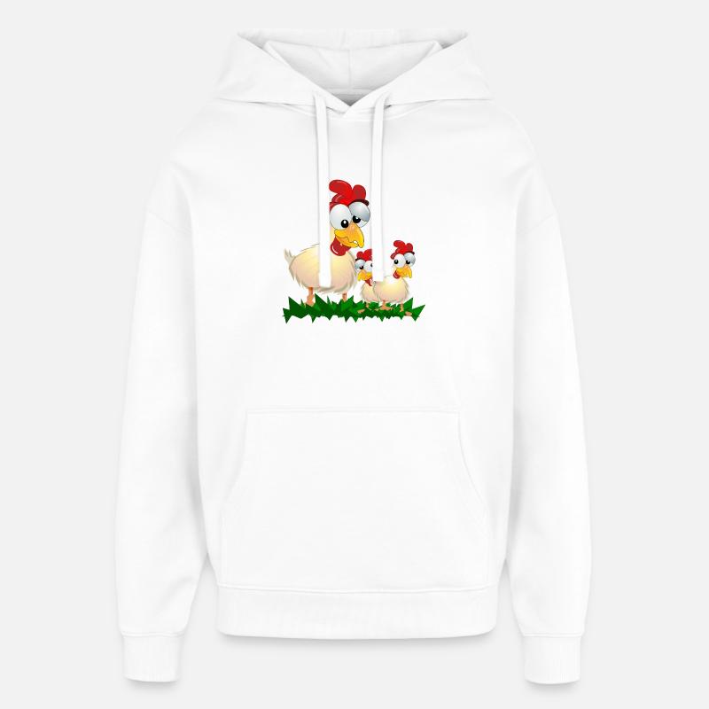 POULETS COQ POULE - Sweat à capuche unisexe Stanley/Stella Oversized - blanc