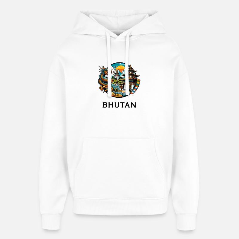 Dragon du Bhoutan Thimphu Himalaya - Sweat à capuche unisexe Stanley/Stella Oversized - blanc