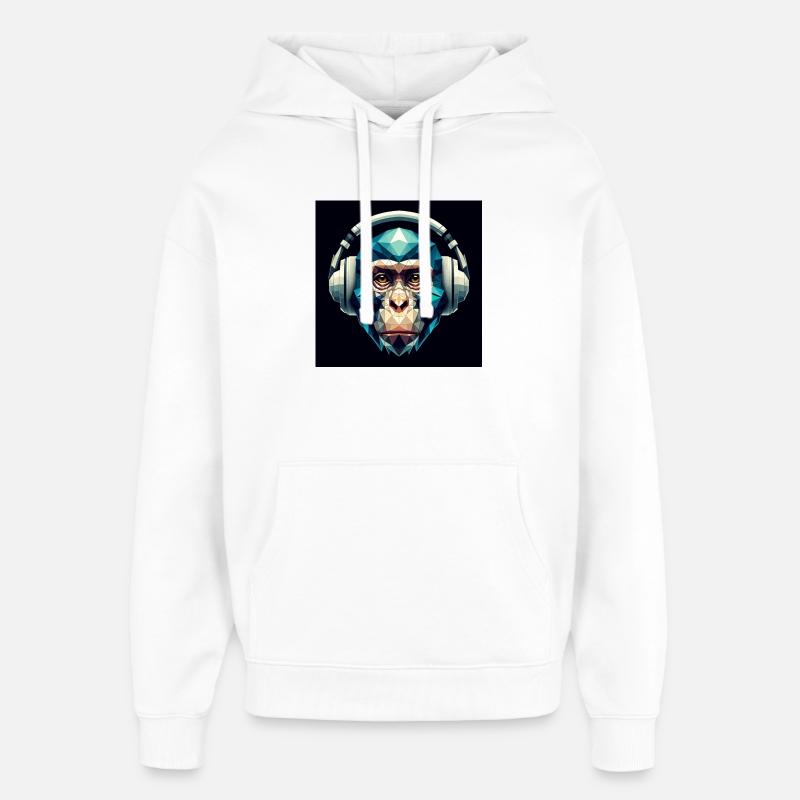 Ein Affe mit Kopfhörer im Polygon-Stil - Oversized Unisex Hoodie von Stanley/Stella - Weiß