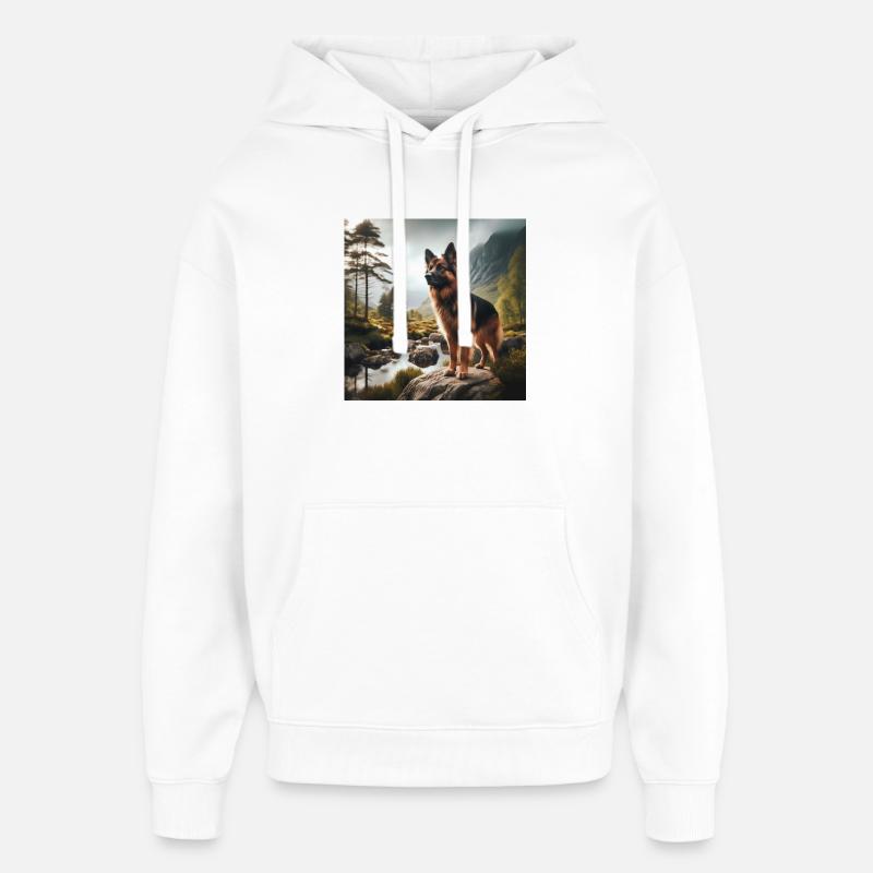 Deutscher Schäferhund Kunst - Oversized Unisex Hoodie von Stanley/Stella - Weiß