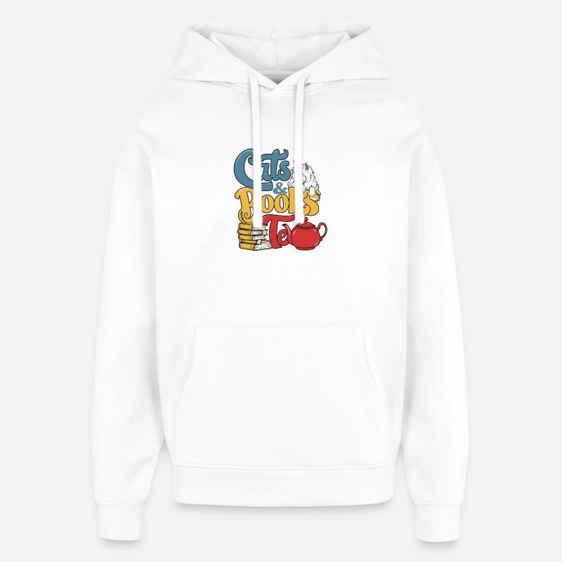 Conception de thème de chats et de livres - Sweat à capuche unisexe Stanley/Stella Oversized - blanc