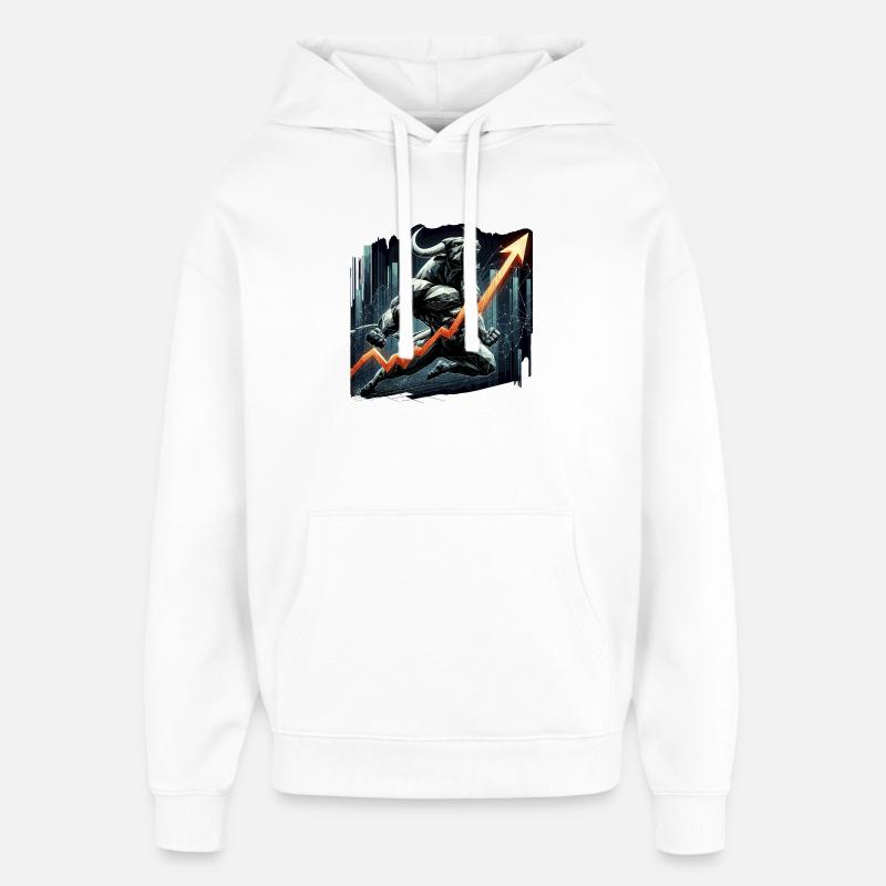 Finance Actions Taureau Wall Street Cadeau - Sweat à capuche unisexe Stanley/Stella Oversized - blanc