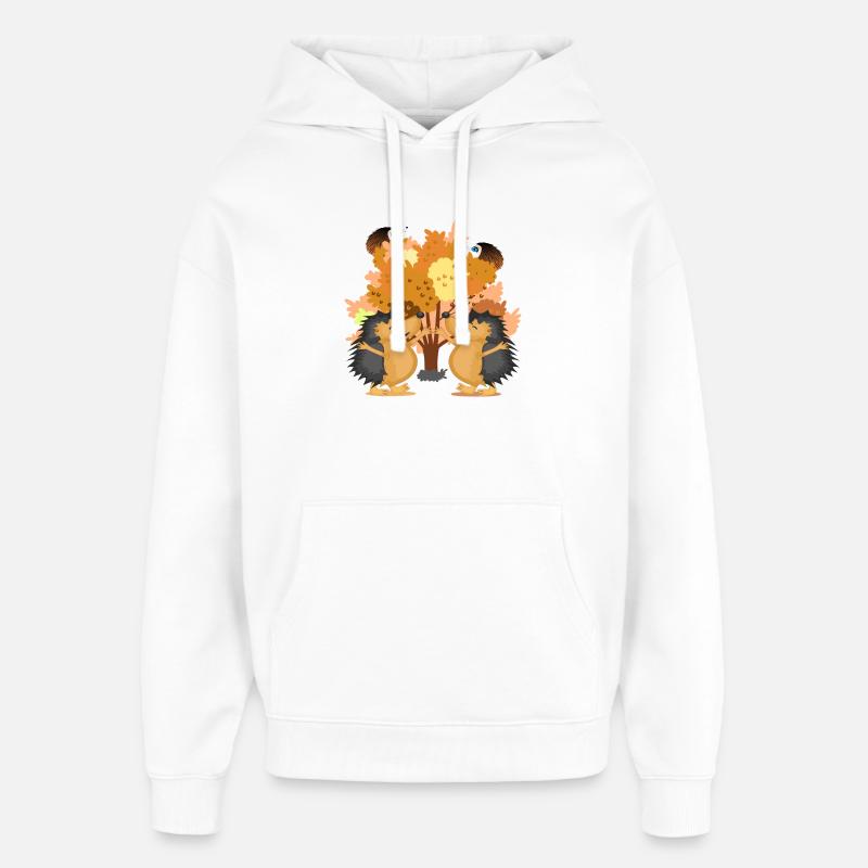 HERBST BAUM IGEL TIERILLUSTRATIONEN - Oversized Unisex Hoodie von Stanley/Stella - Weiß