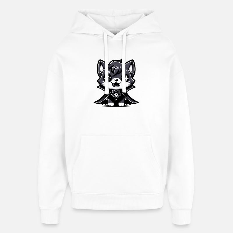 Ein Vampirkätzchen im Cartoon-Stil - Oversized Unisex Hoodie von Stanley/Stella - Weiß