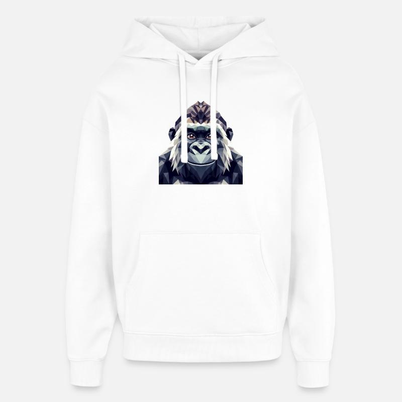 Un singe de style polygonal - Sweat à capuche unisexe Stanley/Stella Oversized - blanc