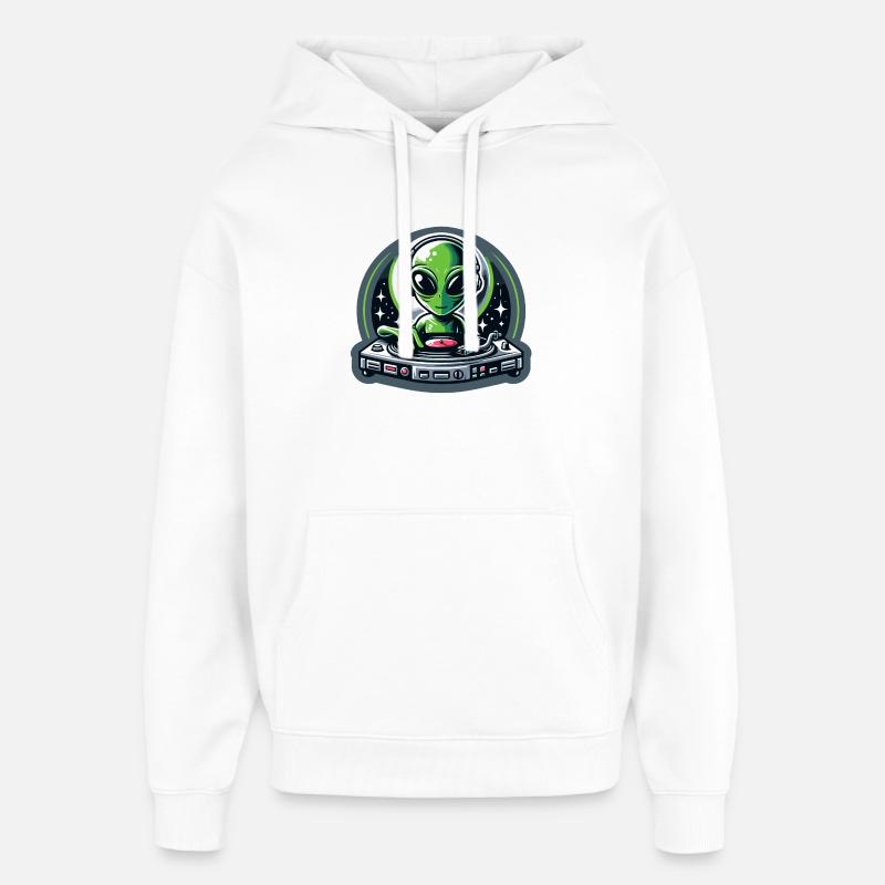 Galactic Grooves : le DJ extraterrestre - Sweat à capuche unisexe Stanley/Stella Oversized - blanc