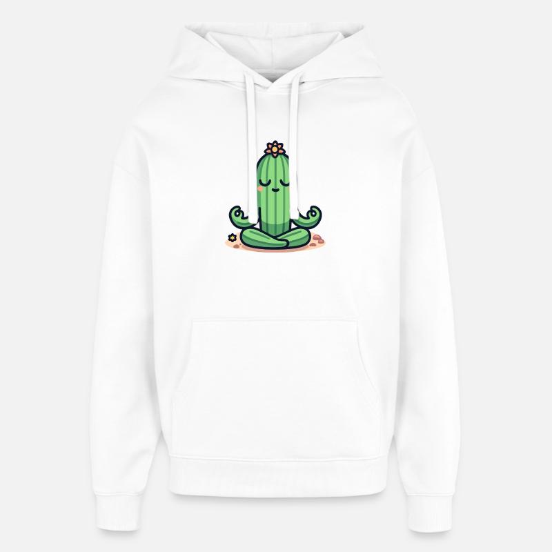 Cactus Zen - Pose de plante paisible - Sweat à capuche unisexe Stanley/Stella Oversized - blanc