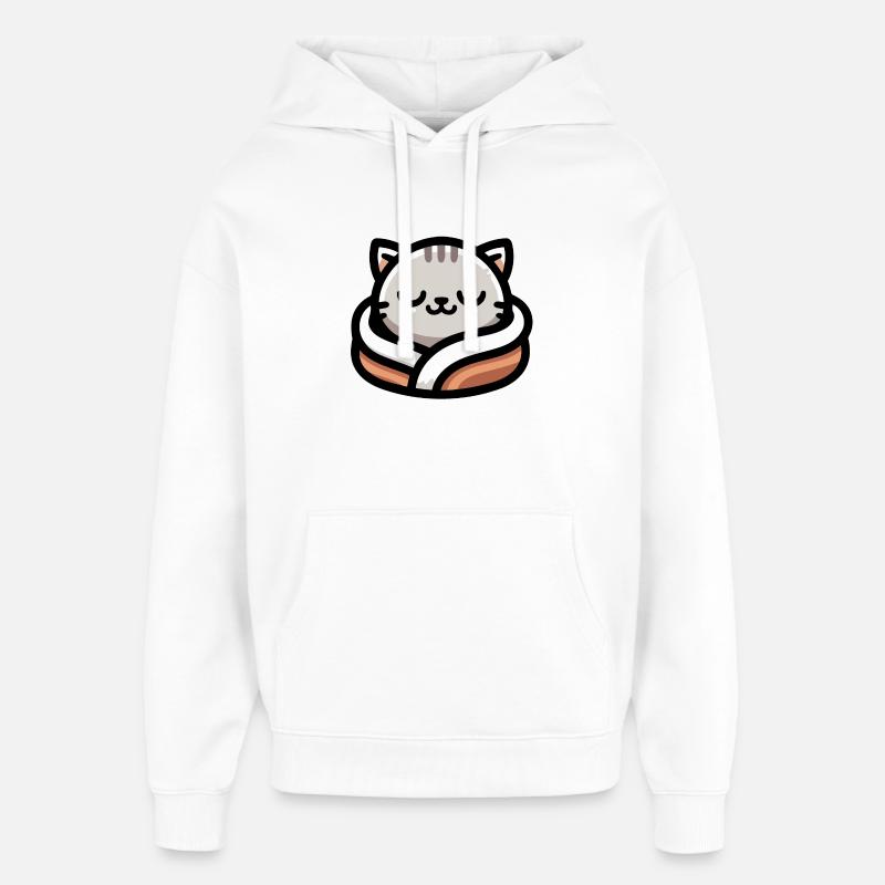 Schlummerpfoten: Der verträumte Tabby - Oversized Unisex Hoodie von Stanley/Stella - Weiß