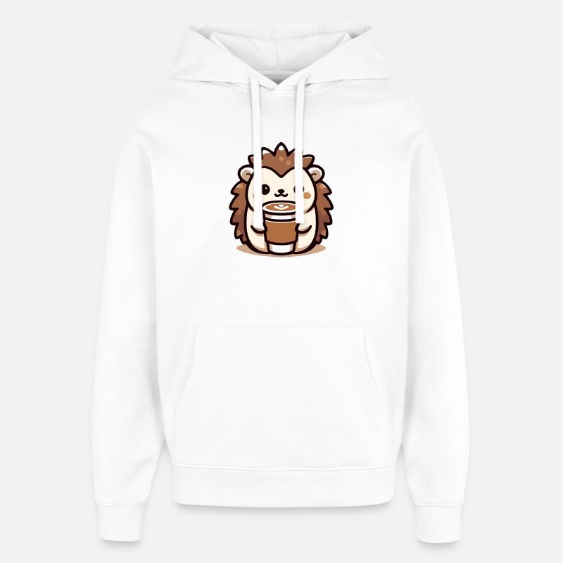 Hérisson amateur de café - Sweat à capuche unisexe Stanley/Stella Oversized - blanc