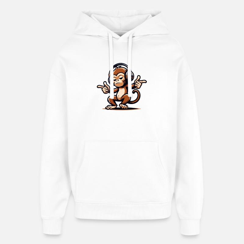 Le maître du mélange Monkey - Sweat à capuche unisexe Stanley/Stella Oversized - blanc