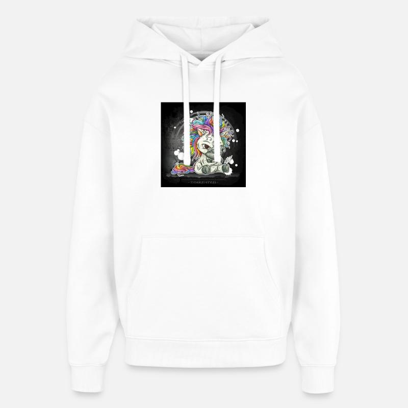 Pré-café-Mornicorne - Sweat à capuche unisexe Stanley/Stella Oversized - blanc