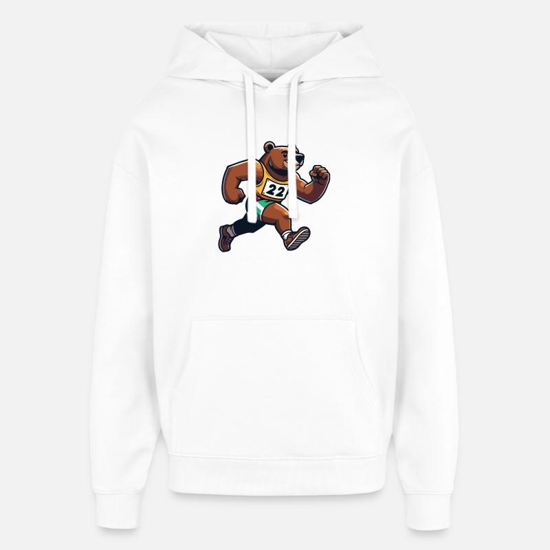 Marathon Bear : le coureur rapide - Sweat à capuche unisexe Stanley/Stella Oversized - blanc