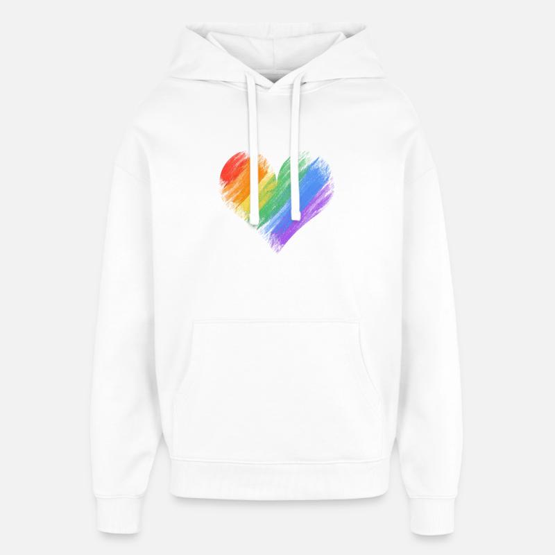 Regenbogenherz Pinselstrich - Oversized Unisex Hoodie von Stanley/Stella - Weiß