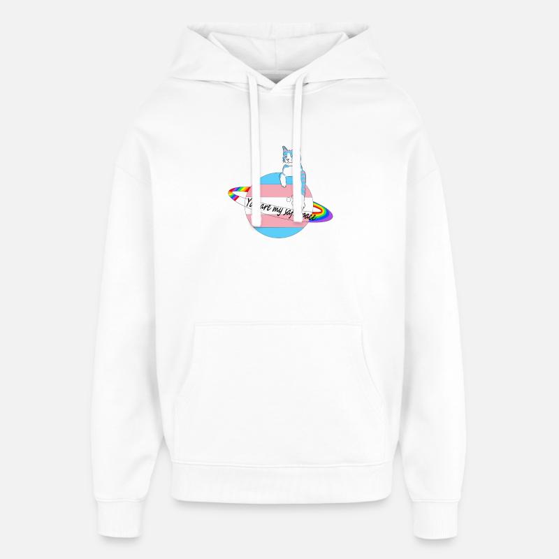 Safe Space Cat - Oversized Unisex Hoodie by Stanley/Stella - white