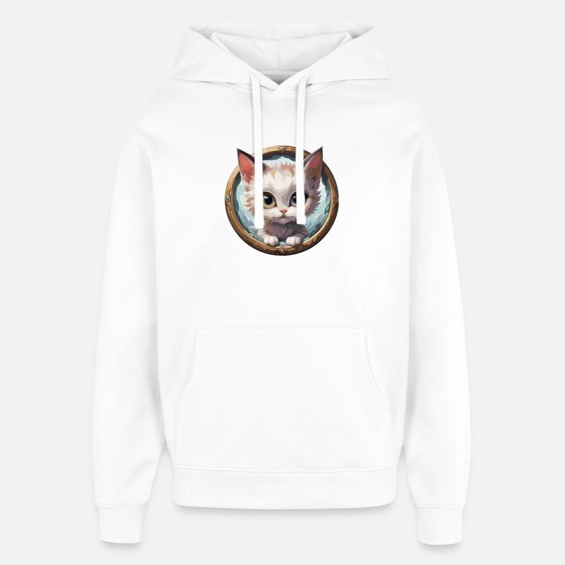 Kätzchen im Rundmedaillon - Oversized Unisex Hoodie von Stanley/Stella - Weiß