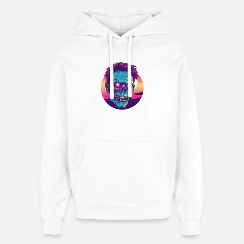 Zombie synthwave 2 - Oversized Unisex Hoodie by Stanley/Stella - white