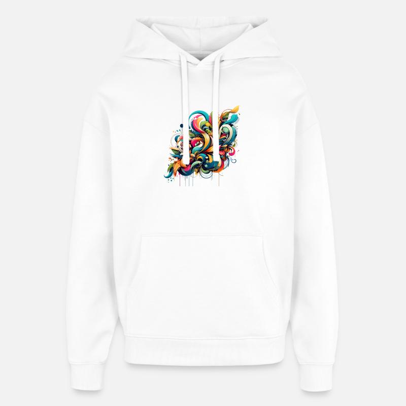 Coole florale dynamische Graffiti-Illustration - Oversized Unisex Hoodie von Stanley/Stella - Weiß