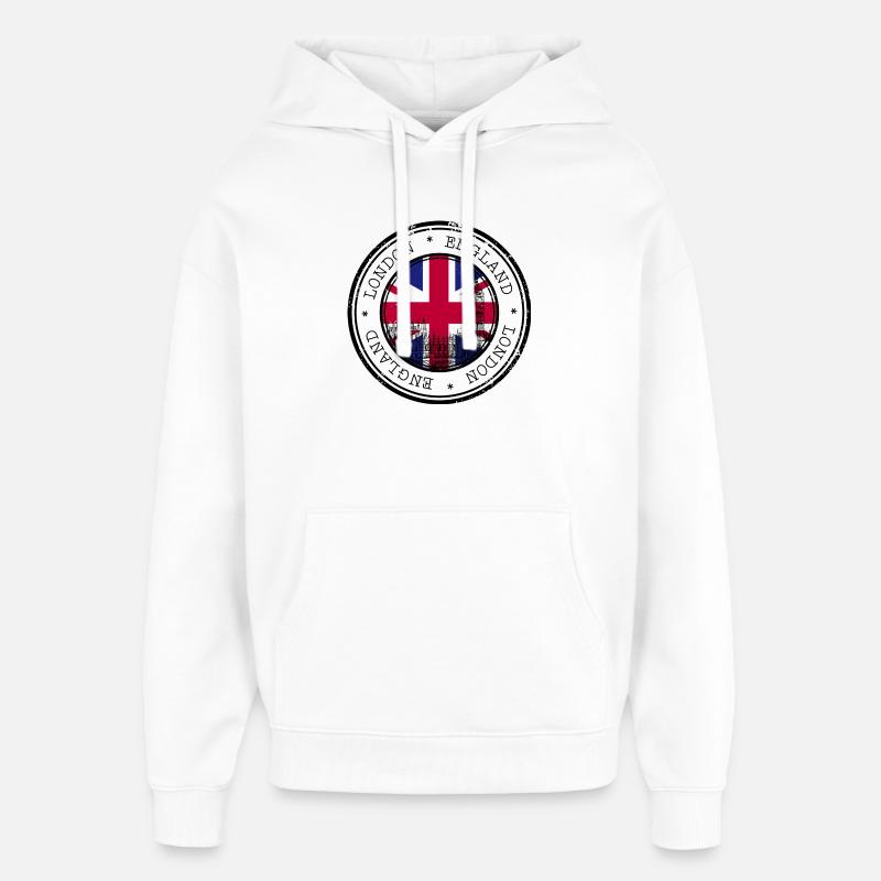 Insigne rond du drapeau de Londres - Sweat à capuche unisexe Stanley/Stella Oversized - blanc