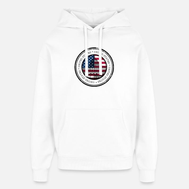 Drapeau du Capitole Cercle Emblème - Sweat à capuche unisexe Stanley/Stella Oversized - blanc