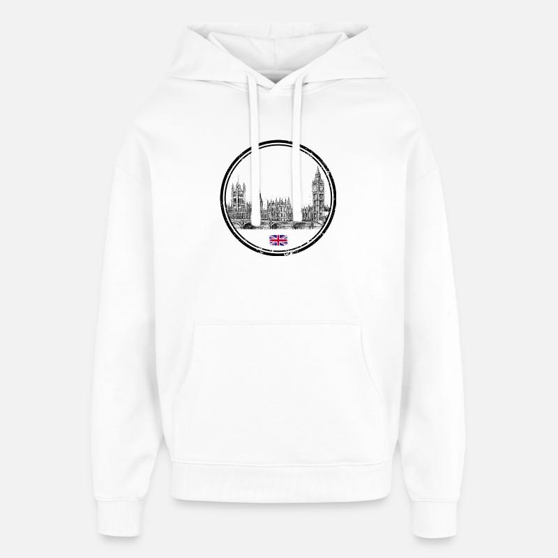 Minuscule Union Jack Accent sur Noir - Sweat à capuche unisexe Stanley/Stella Oversized - blanc