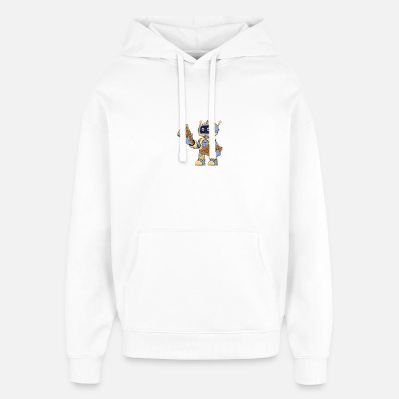 Robot eats pizza - Oversized Unisex Hoodie by Stanley/Stella - white