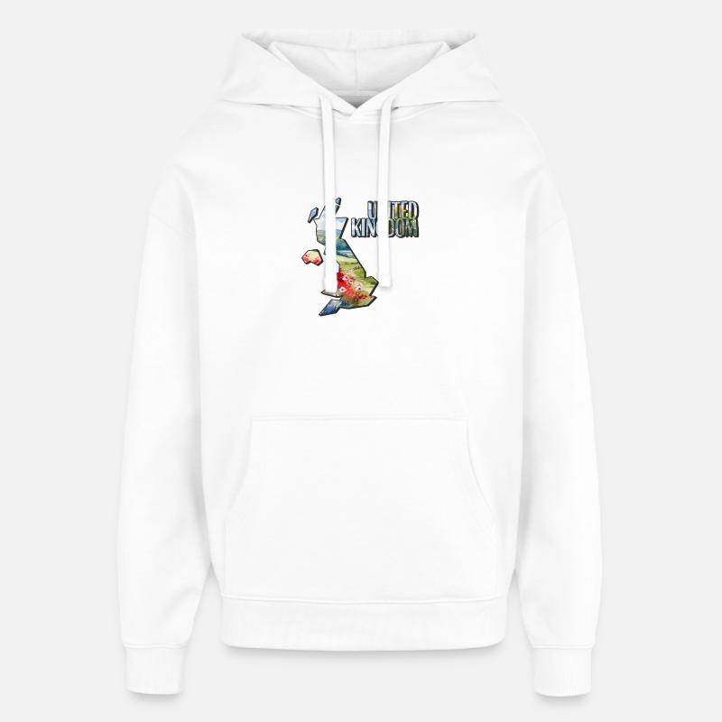 Carte aquarelle Royaume-Uni - Sweat à capuche unisexe Stanley/Stella Oversized - blanc