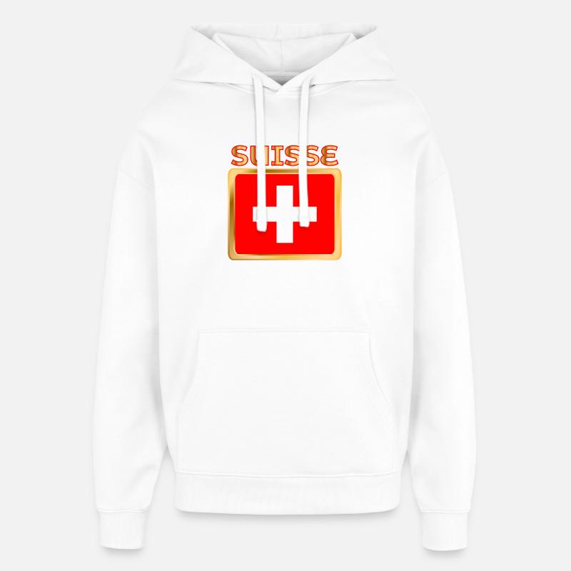 DRAPEAU SUISSE - Sweat à capuche unisexe Stanley/Stella Oversized - blanc