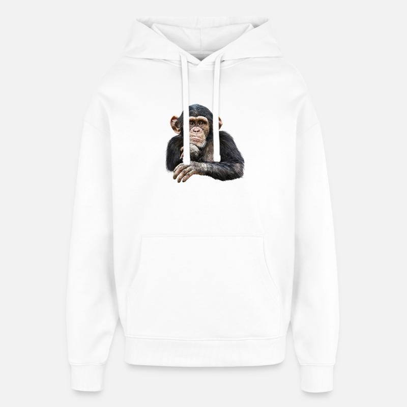 Chimpanzé - Sweat à capuche unisexe Stanley/Stella Oversized - blanc