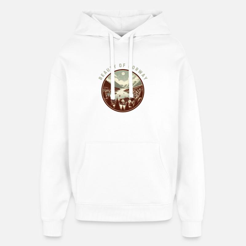 Beauté de la Norvège - Sweat à capuche unisexe Stanley/Stella Oversized - blanc
