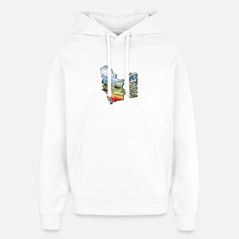 Carte à l’aquarelle Serbie - Sweat à capuche unisexe Stanley/Stella Oversized - blanc