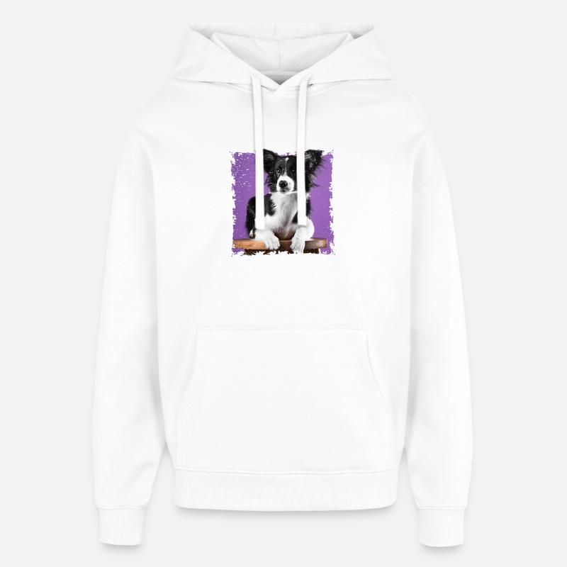 Hund sitzt auf Hocker - Oversized Unisex Hoodie von Stanley/Stella - Weiß