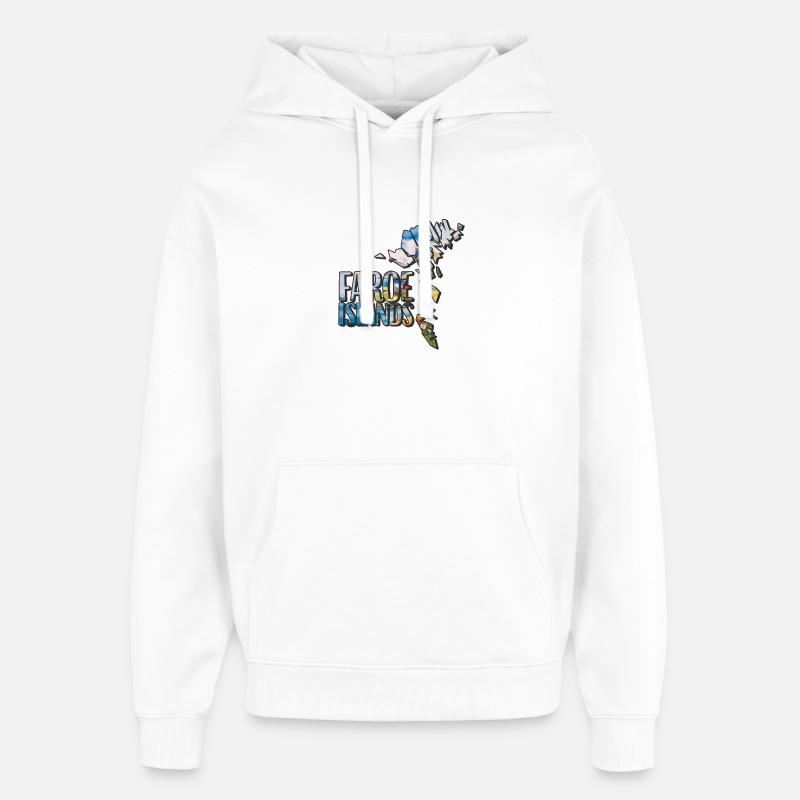 Carte à l’aquarelle Îles Féroé - Sweat à capuche unisexe Stanley/Stella Oversized - blanc