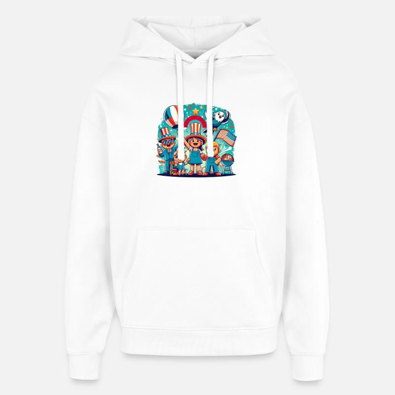Individueller 4th Juli Feierdesign - Oversized Unisex Hoodie von Stanley/Stella - Weiß