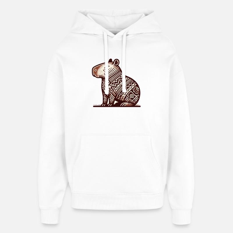 Capybara assis dans le style sud-américain - Sweat à capuche unisexe Stanley/Stella Oversized - blanc