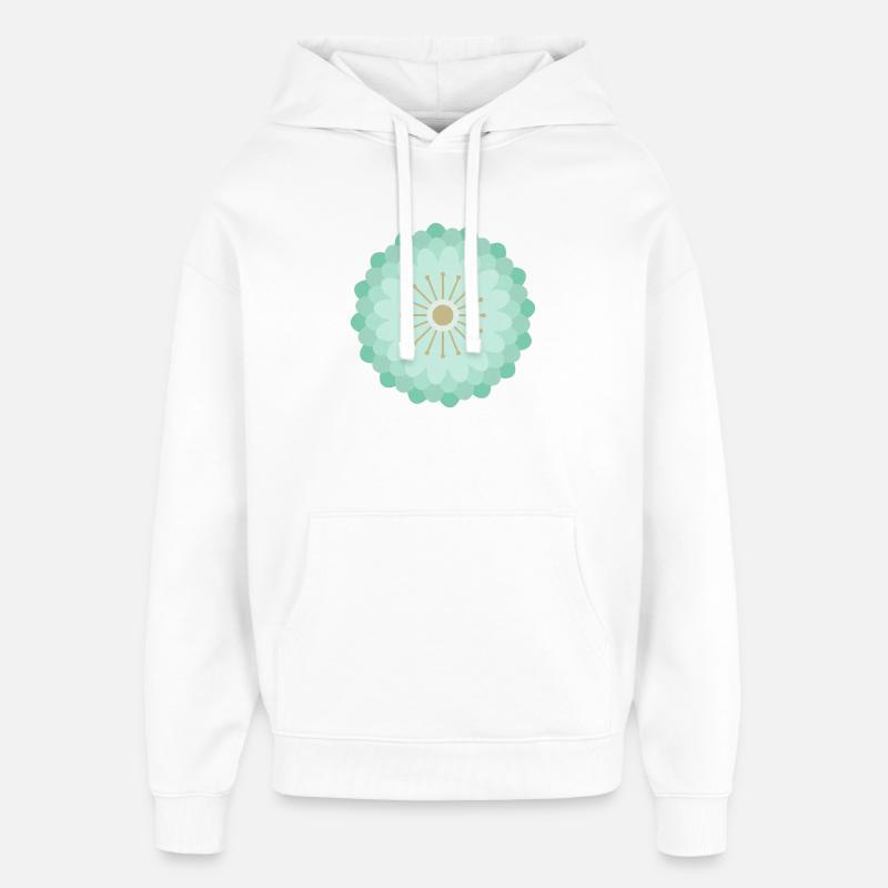 Vert menthe et fleur dorée - Sweat à capuche unisexe Stanley/Stella Oversized - blanc