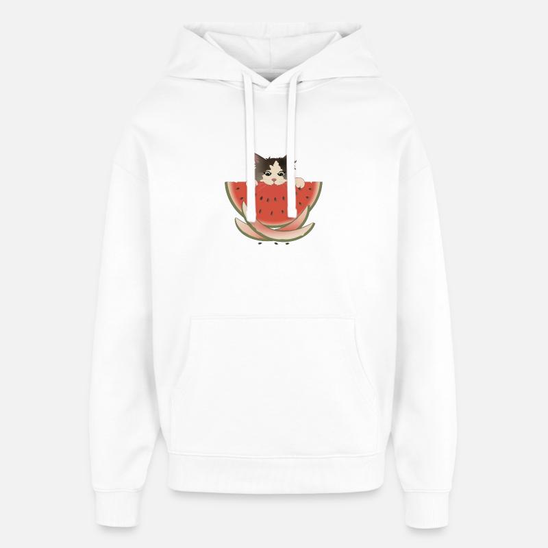Délice de pastèque Chat - Sweat à capuche unisexe Stanley/Stella Oversized - blanc