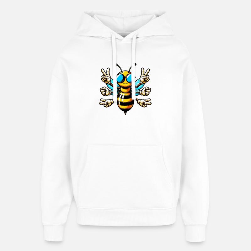 Biene mit Sonnenbrille - Oversized Unisex Hoodie von Stanley/Stella - Weiß