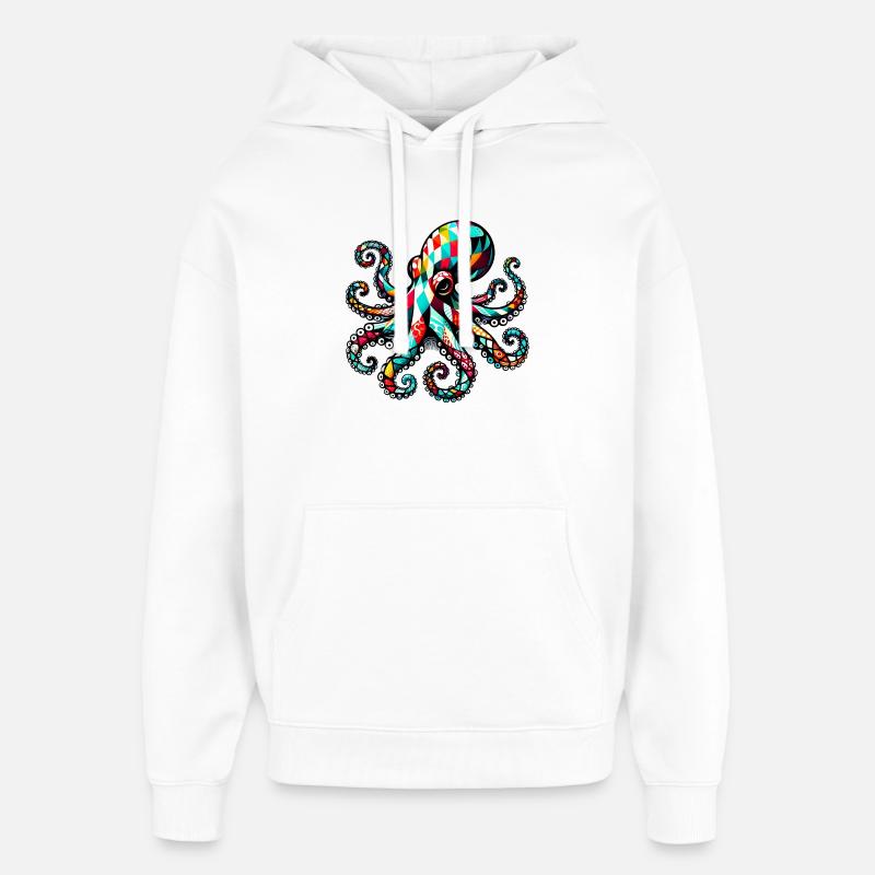 Pieuvre - Sweat à capuche unisexe Stanley/Stella Oversized - blanc