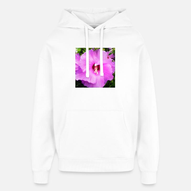 Fleur de mauve - Sweat à capuche unisexe Stanley/Stella Oversized - blanc