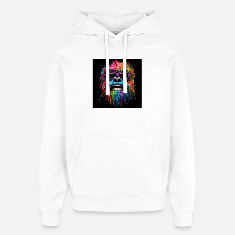 Psychedelischer Gorilla mit Sonnenbrille - Oversized Unisex Hoodie von Stanley/Stella - Weiß