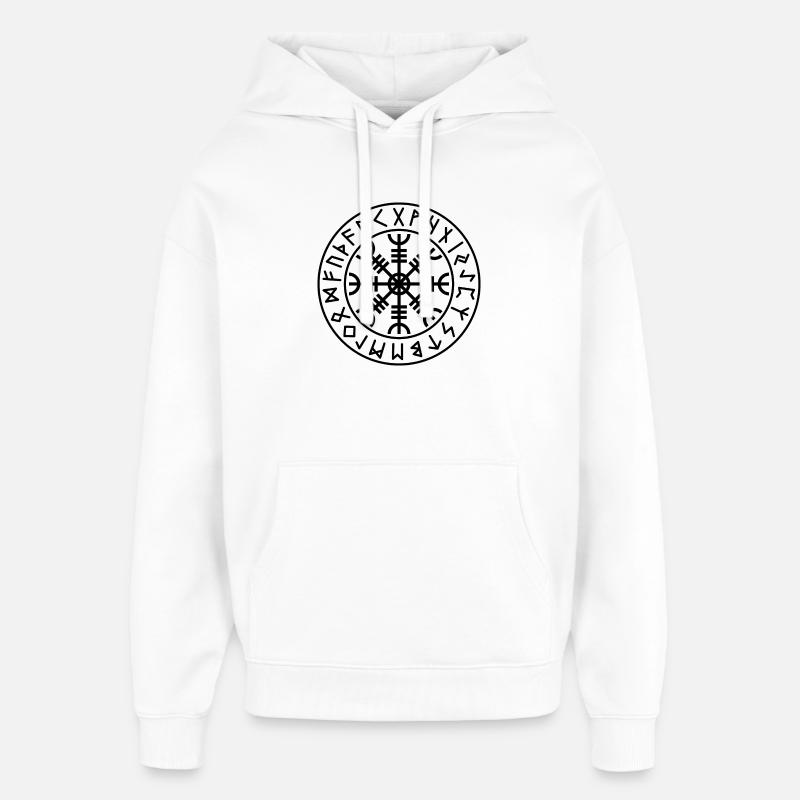 Cercle noir de runes d’Aegishjalmur - Sweat à capuche unisexe Stanley/Stella Oversized - blanc