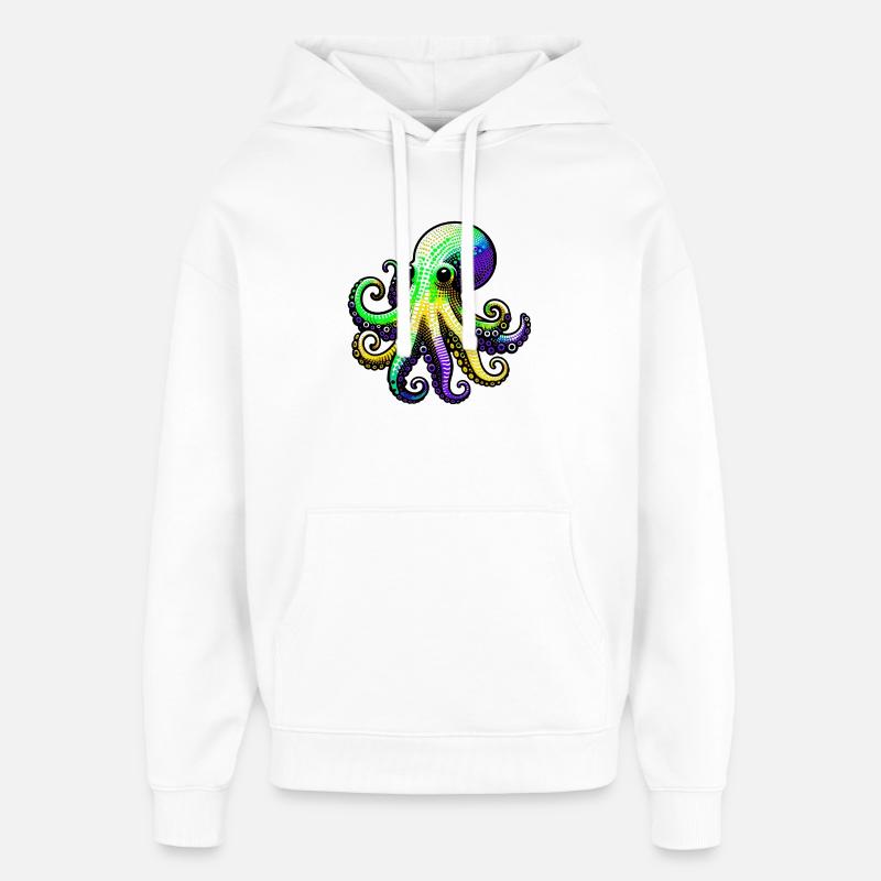 Pieuvre - Sweat à capuche unisexe Stanley/Stella Oversized - blanc