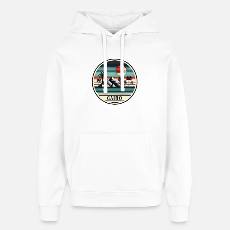 Le Caire, Égypte, Pyramides, Désert - Sweat à capuche unisexe Stanley/Stella Oversized - blanc