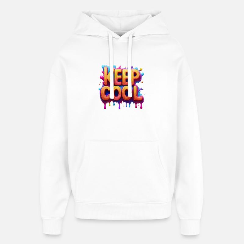Keep cool text in 3D - Oversized Unisex Hoodie by Stanley/Stella - white