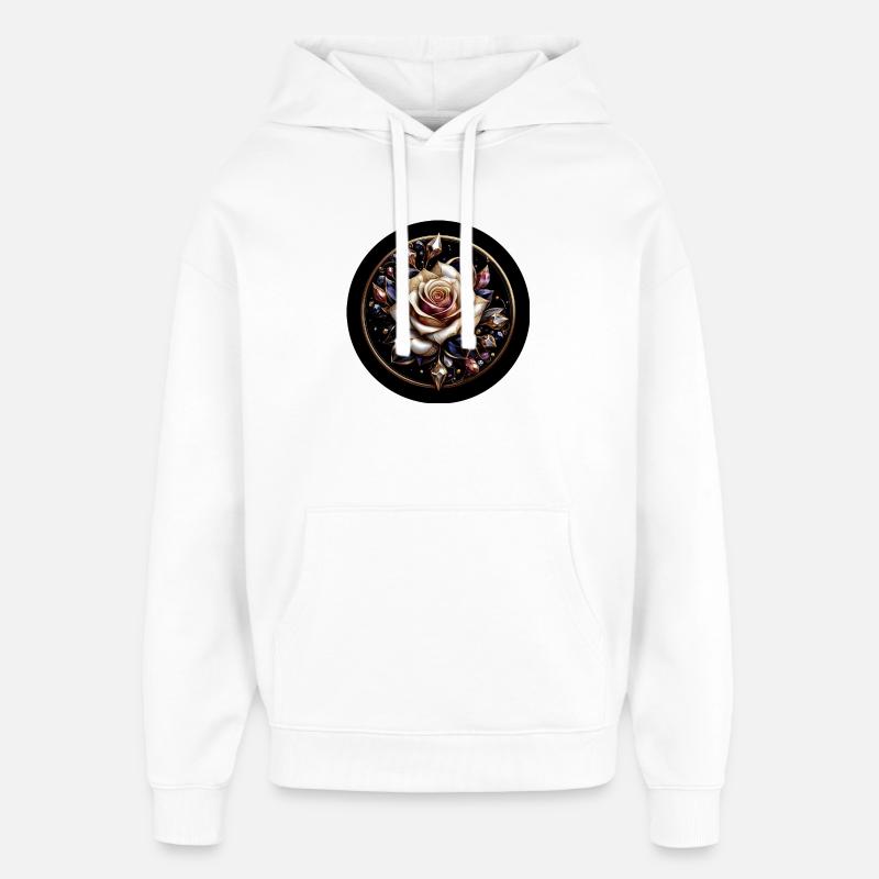 Rose im Diamantkranz - Rose Diamant Edelstein - Oversized Unisex Hoodie von Stanley/Stella - Weiß