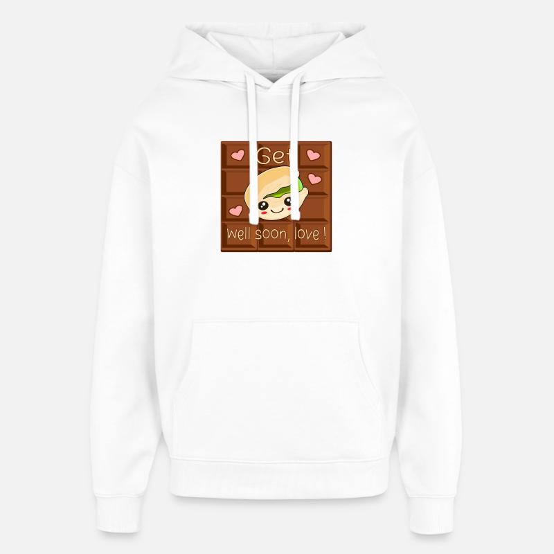 Bon rétablissement amour - Chocolat Pistache - Sweat à capuche unisexe Stanley/Stella Oversized - blanc