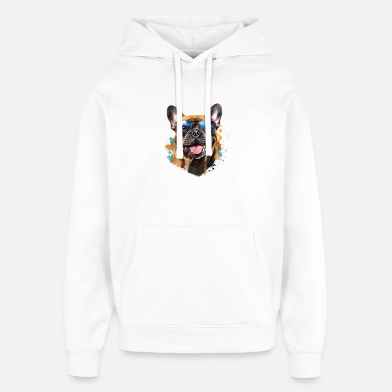 Frenchie avec lunettes de soleil - Sweat à capuche unisexe Stanley/Stella Oversized - blanc