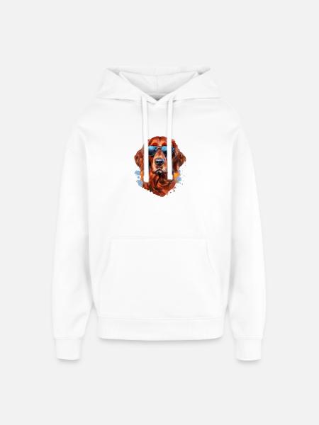 Irish Setter with Sunglasses - Oversized Unisex Hoodie by Stanley/Stella - white