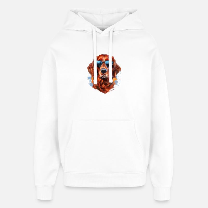 Irish Setter mit Sonnebrille - Oversized Unisex Hoodie von Stanley/Stella - Weiß
